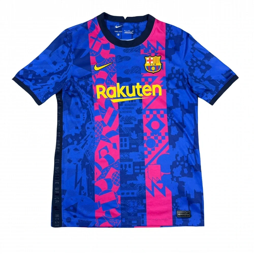 Nike FC Barcelona 2021-22 Champions League Home Jersey Youth XL Blue Pink DB6241